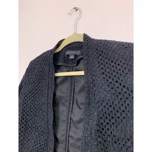 Ann Taylor Black Lined Eyelet Blazer; 0